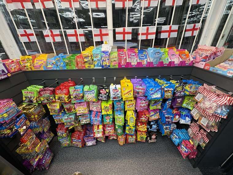 Colourful sweets, gummies and confectionery selection at C&K Local Store in Worcester.
