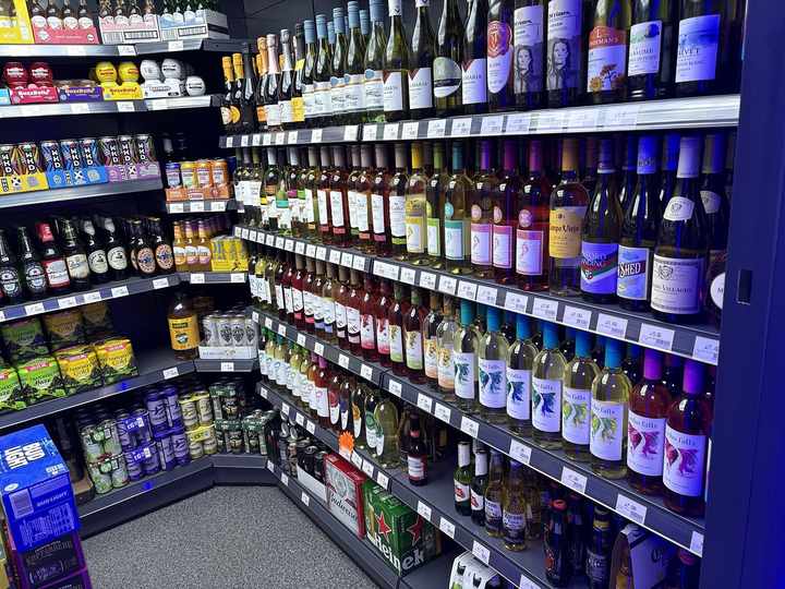 White, rosé and red wine selection displayed at C&K Local Store in Worcester.